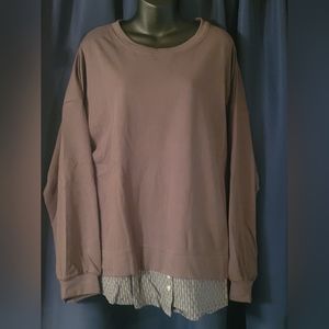 NWT Cotton Bleu long sleeve women's top/ peekaboo shirt